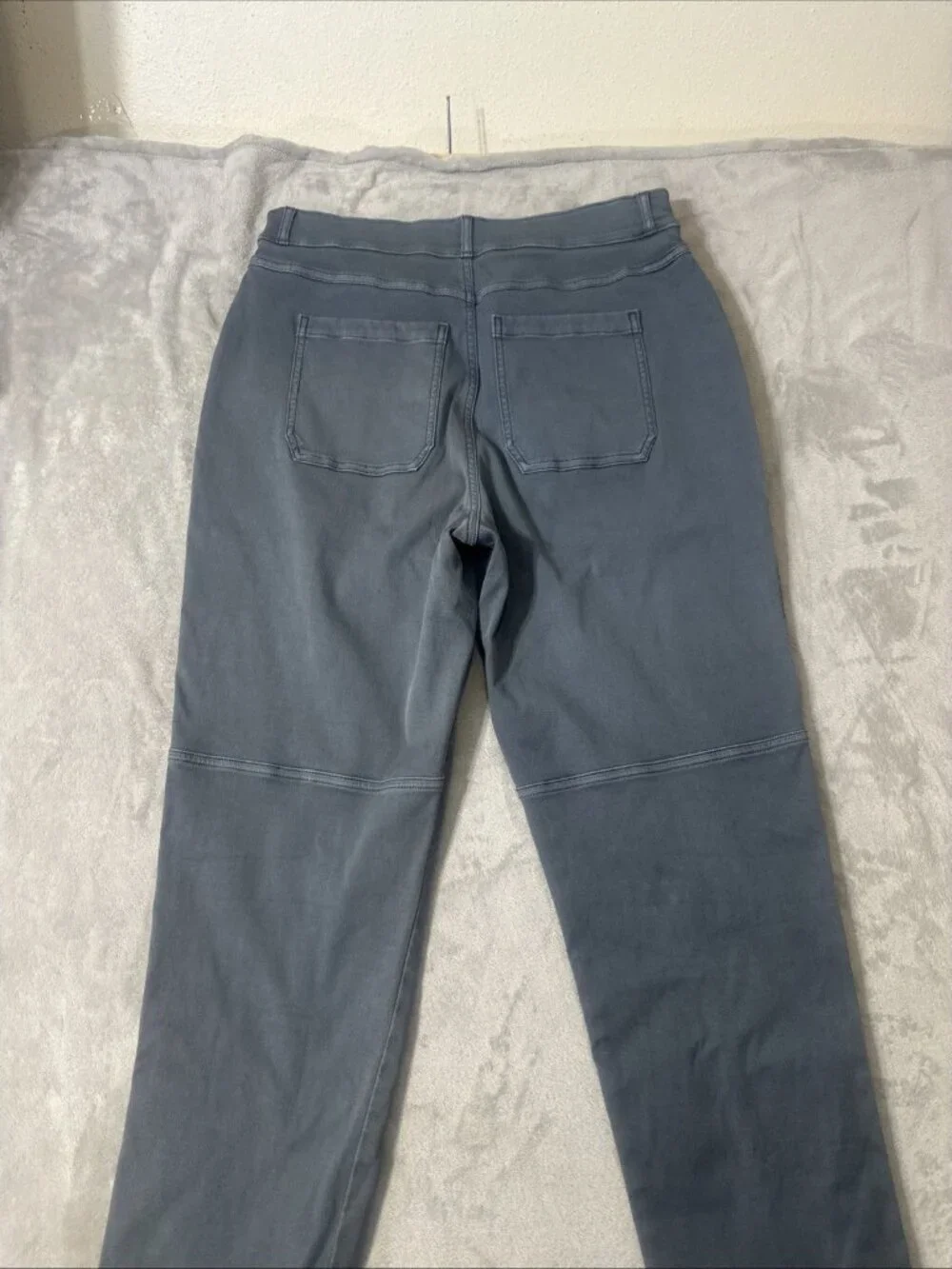 SPANX Pants XL Stretch Twill Straight Leg Blue